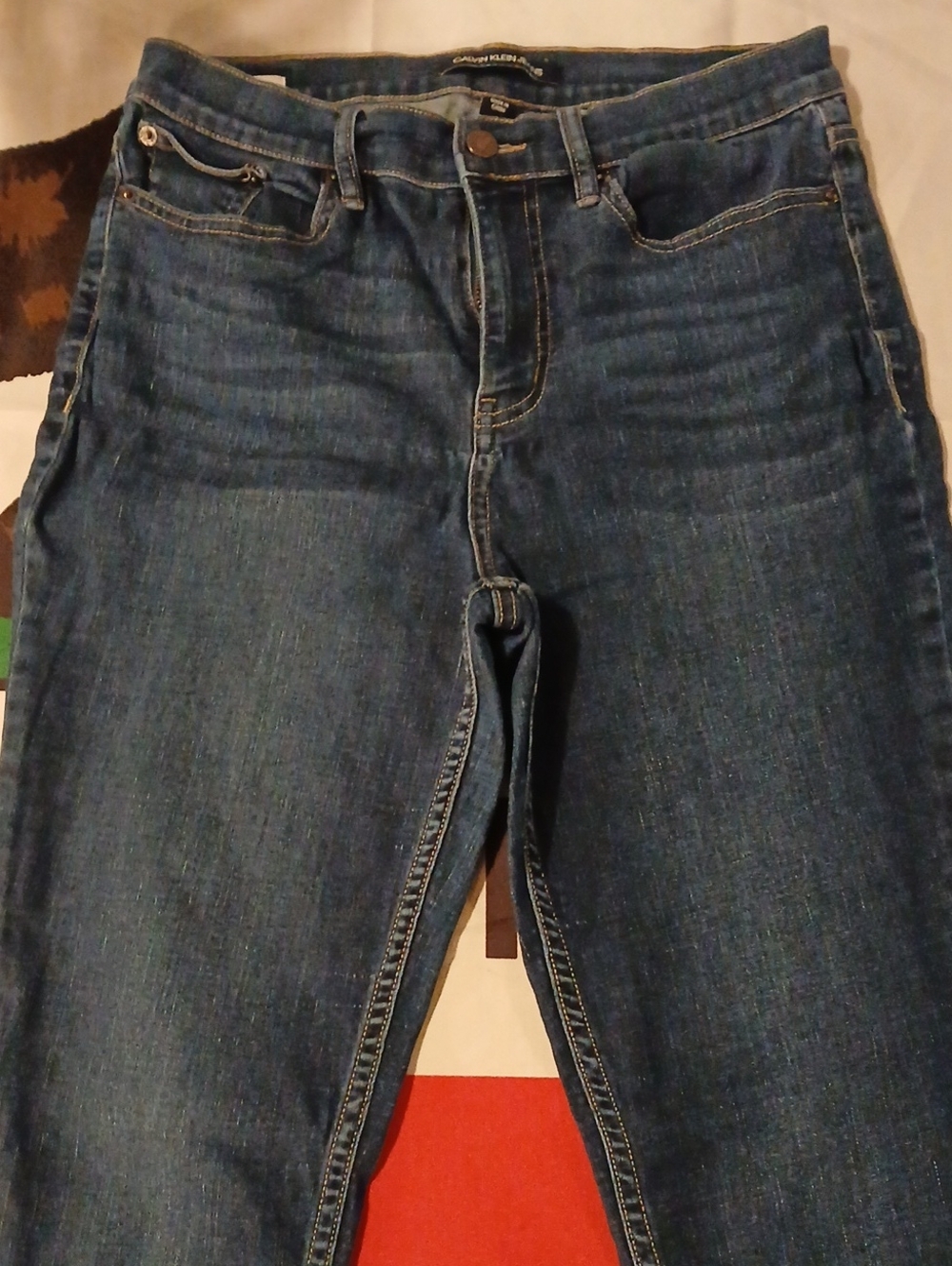 Calvin Klein Womens Indigo Straight-Leg Jeans